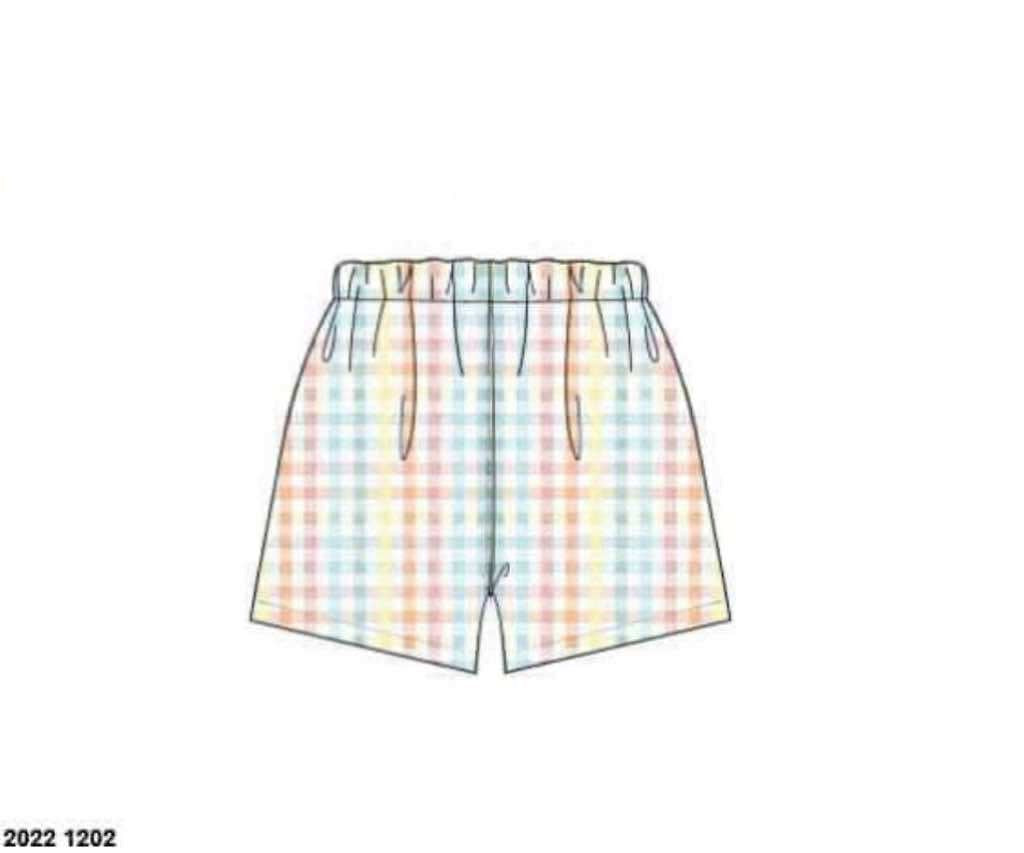 Pre Order 133: Spring Plaid- Boys Knit Angled Shorts