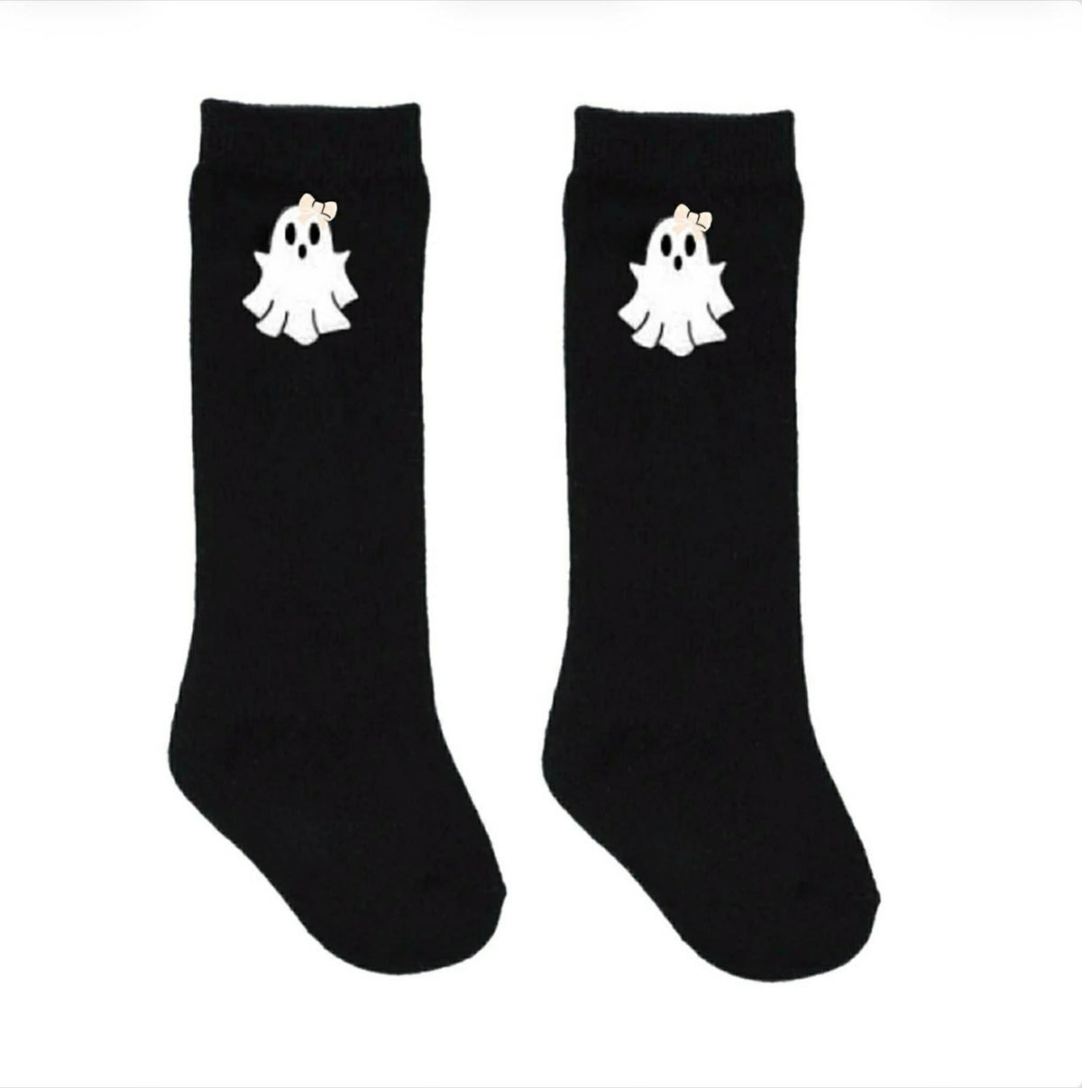 RTS: Halloween Layer- Girls Black Ghost Socks
