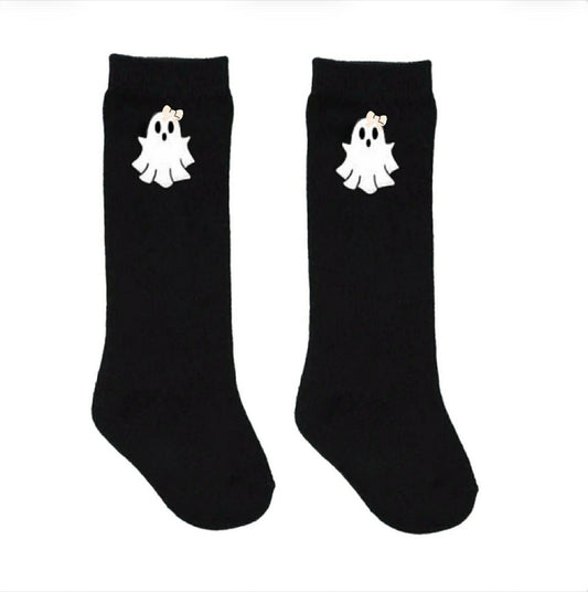 RTS: Halloween Layer- Girls Black Ghost Socks