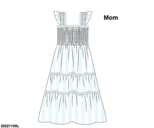 RTS: Pastel Stripes- Mom/Mini Woven Midi Dress