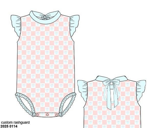 RTS: Denny Mouse- Girls 1pc Sleeveless Rash Guard Swim