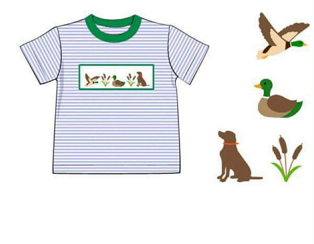 RTS: Smocked Puppy Duck- Boys Knit Shirt
