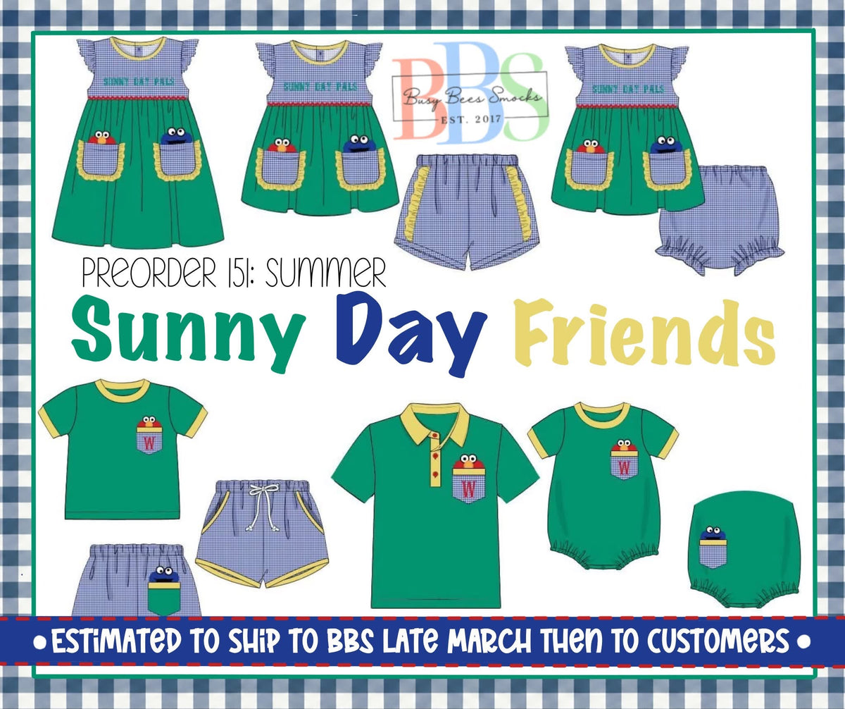 Pre Order 151: Sunny Day Friends- Boys Knit Shortie Set