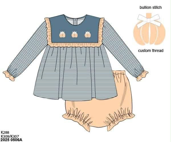 RTS: Bullion Pumpkins- Girls Knit Bloomer Set