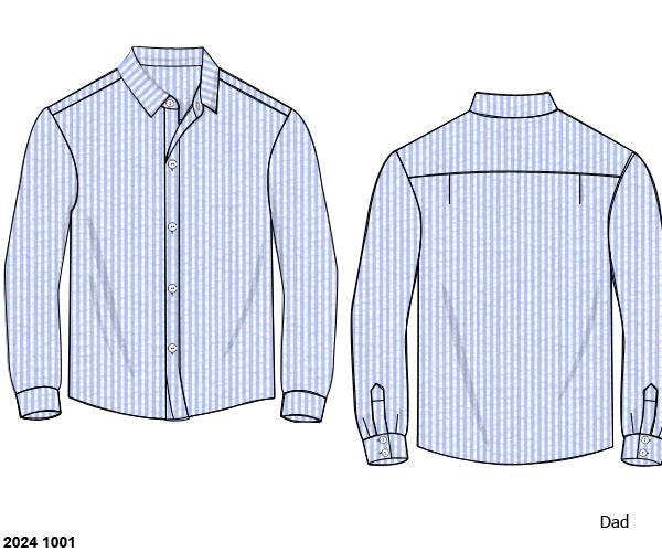 RTS: Avery's Seersucker- Dad/Boys Woven Button Up Shirt