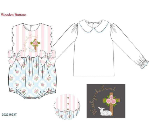 RTS: Worthy is the Lamb- Girls Knit 2pc Bubble