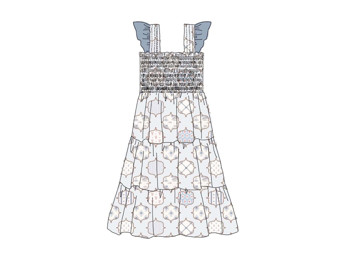 Pre Order 151: Coastal Charm- Mom/Mini Woven Midi Dress