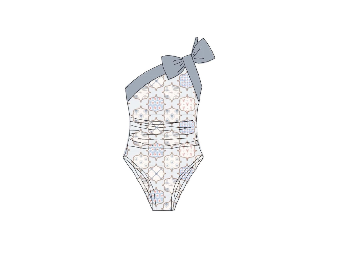 Pre Order 151: Coastal Charm- Mom/Mini 1pc Rashguard Swim