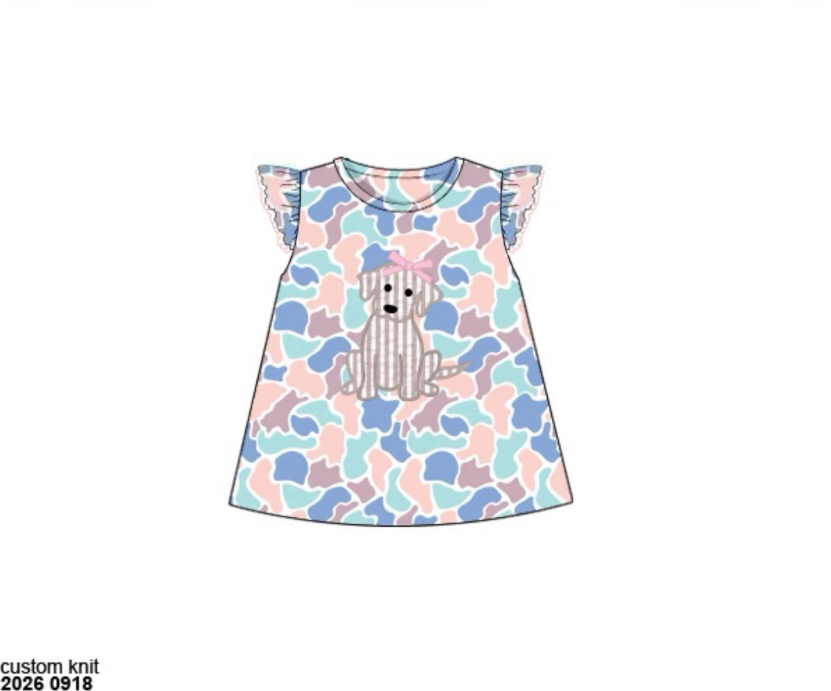 Pre Order 150: Camo Mutt- Girls Knit Shirt