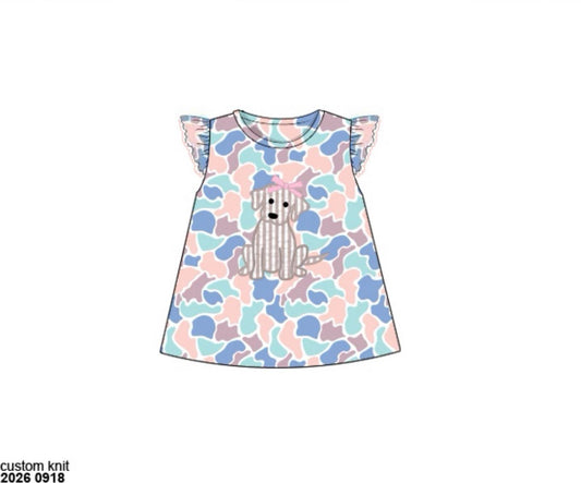 Pre Order 150: Camo Mutt- Girls Knit Shirt