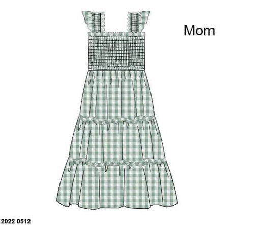 RTS: Navy & Seersucker Check Pumpkins- Mom Seersucker Midi Dress