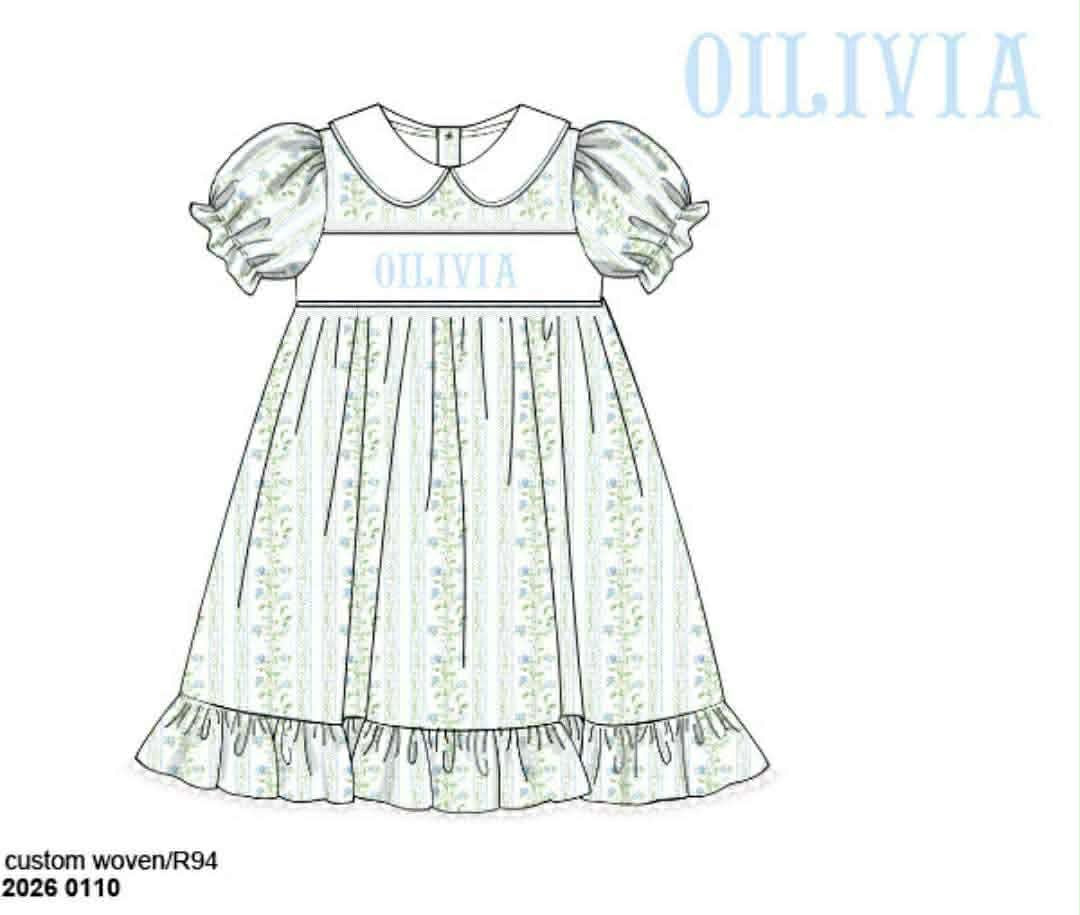 Pre Order 139: Lacey Garden- Girls Knit Name Smock Dress