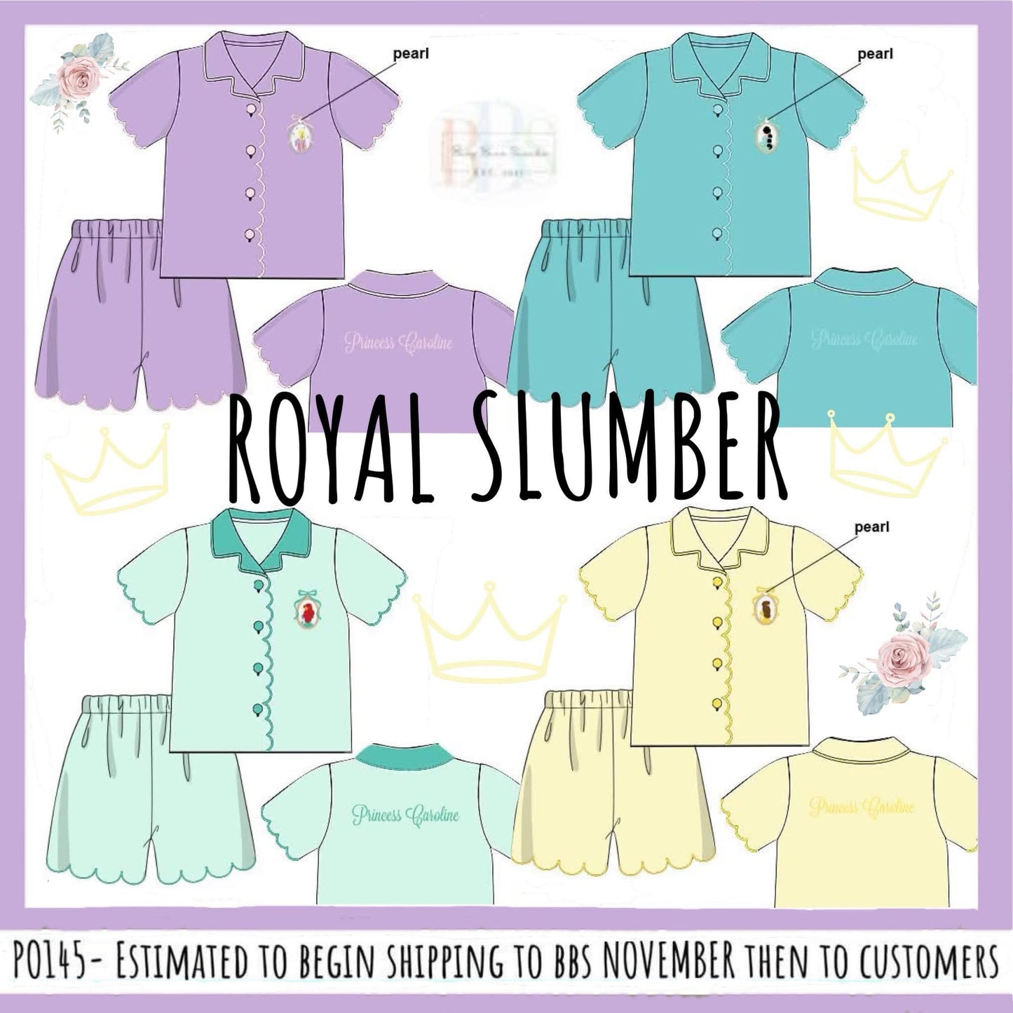 Pre Order 145: Royal Slumber- Girls Teal Princess Satin Lounge Set