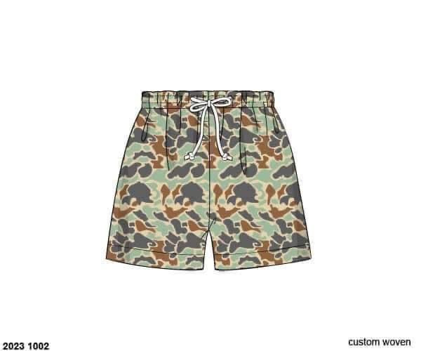 RTS: Camo Swim- Dad/Mini Woven Traditional Swim Shorts
