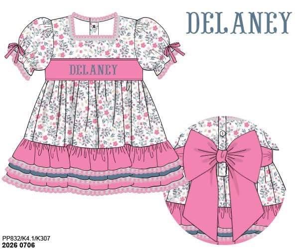 Special Pricing Presale: Rowan Floral & Plaid Name Smocks- Girls Knit Dress