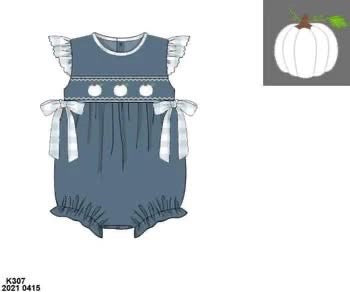 Pre Order 141: White Pumpkins- Girls Knit Bubble