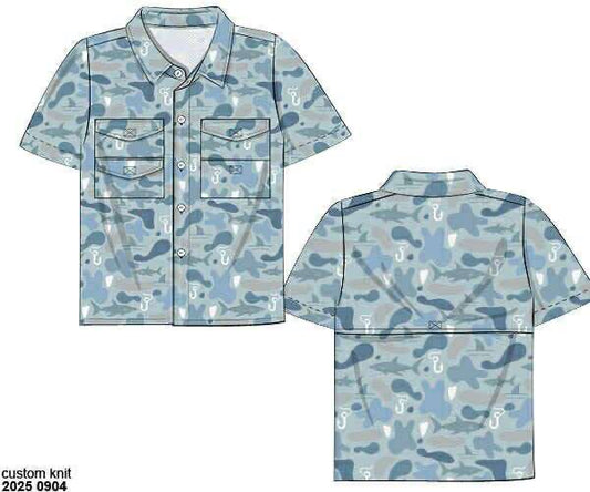 RTS: Can't Sea Me- Dad/Mini Knit Fishing Style Shirt