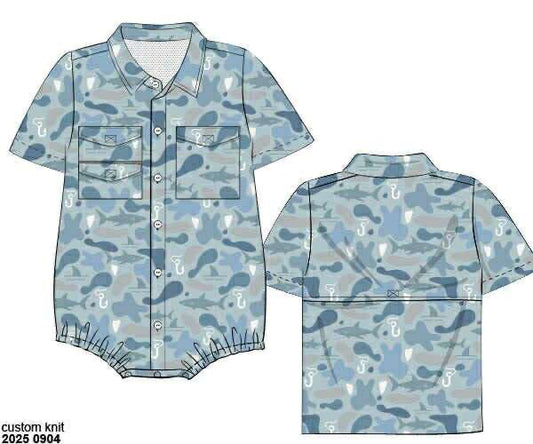 RTS: Can't Sea Me- Boys Knit Fishing Style Bubble