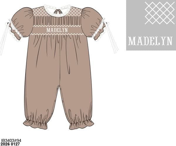 Pre Order 141: Harvest Hues- Girls Woven Name Smock Romper