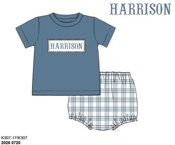 Special Pricing Presale: Rowan Floral & Plaid Name Smocks- Boys Knit Diaper Set