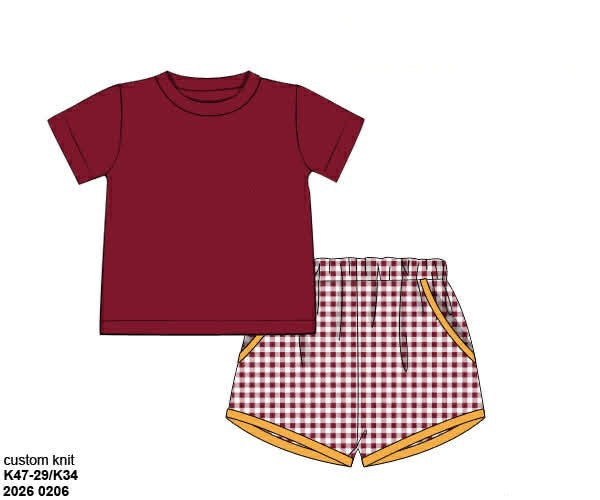 RTS: Neutral French Knot Sets- Boys Garnet Knit Shortie Set