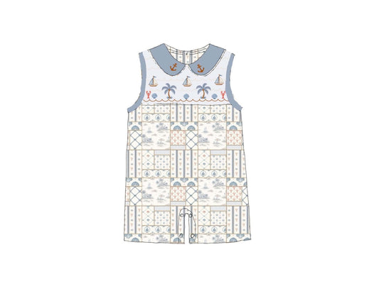Pre Order 151: Coastal Charm- Boys Smocked Knit Shortall