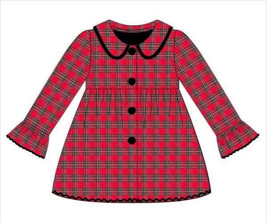 RTS: Winter Outerwear- Mom/Mini Christmas Plaid Peacoat