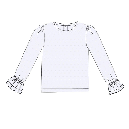 RTS: Halloween Layers- Girls White Swiss Dot Shirt
