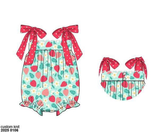 RTS: Strawberry Fields- Girls Knit Bubble