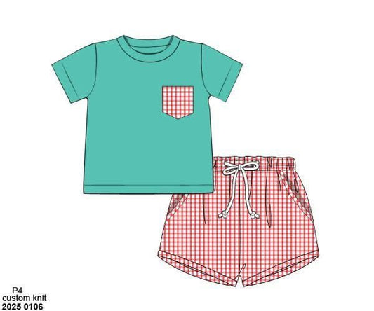 RTS: Strawberry Fields- Boys Woven Shortie Set