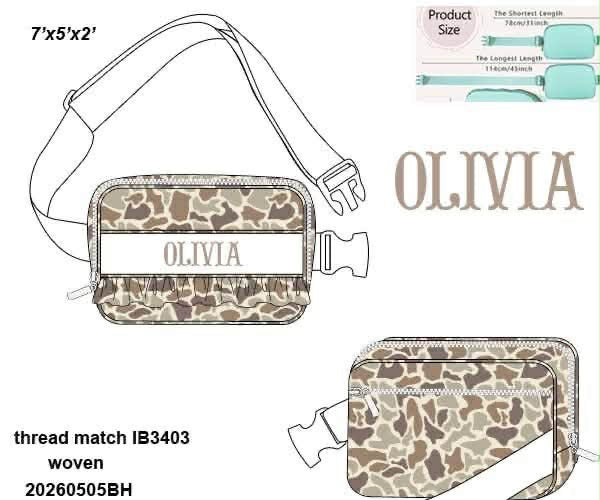 Pre Order 145: Winter 3pc Sets- Camo Name Smock Fanny Pack