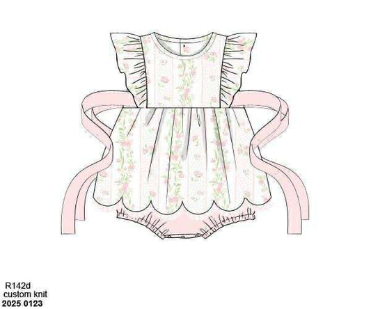 Pre Order 133: Russell Roses & Stripes- Girls Woven Bubble