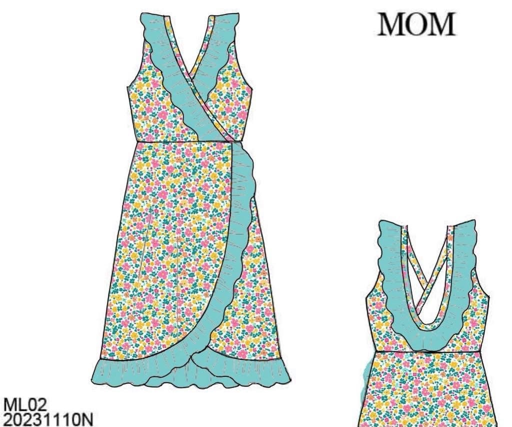 Pre Order 151: Tipton Teal- Mom/Mini Woven Midi Dress