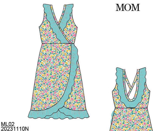 Pre Order 151: Tipton Teal- Mom/Mini Woven Midi Dress