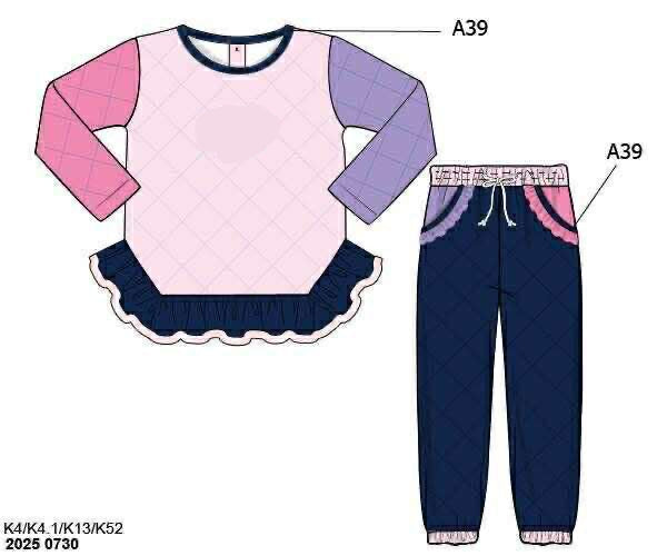 RTS: Quilted Colorblock- Girls Jogger Set