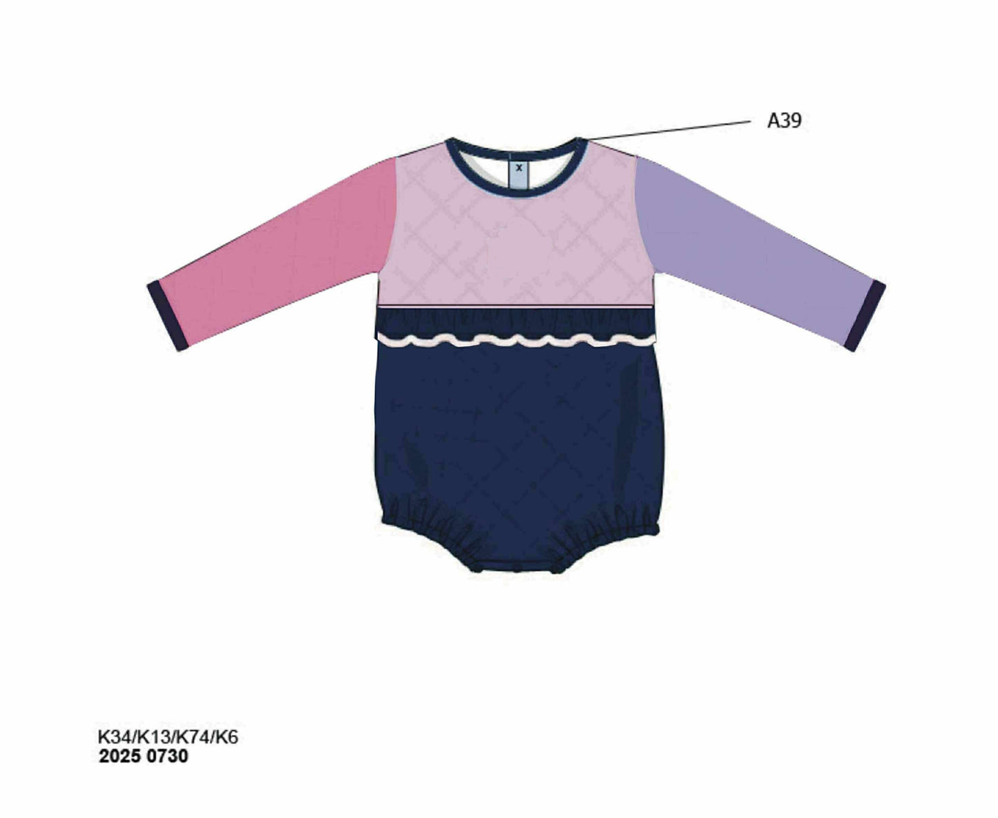 RTS: Quilted Colorblock- Girls Bubble