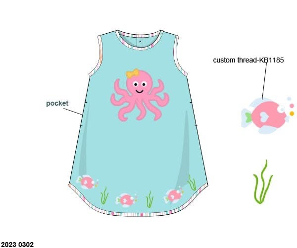Pre Order 151: Sellers Summer Octopus- Girls Knit Play Dress