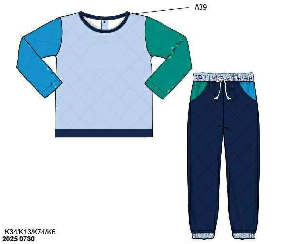 RTS: Quilted Colorblock- Boys Jogger Set