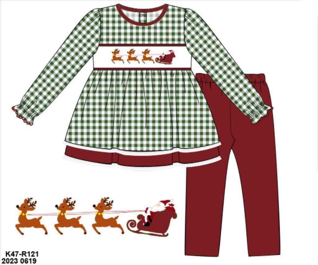 RTS: Smocked Sleigh- Girls Legging Set
