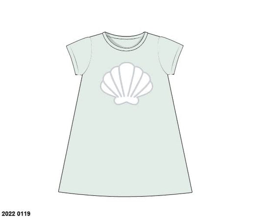 RTS: Smocked Seashells- Girls Knit Applique Dress