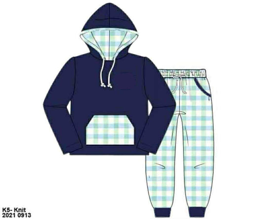 RTS: Knit Hoodie Sets- August Gingham