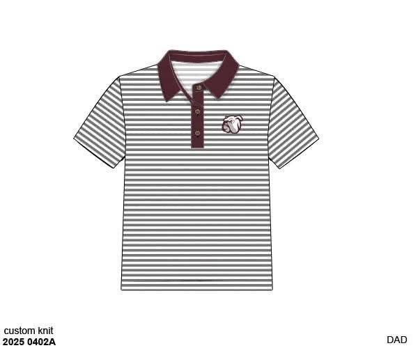 RTS: Parker Polos- Maroon & Gray Stripe Knit Polo