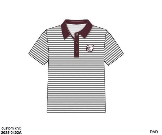 RTS: Parker Polos- Maroon & Gray Stripe Knit Polo