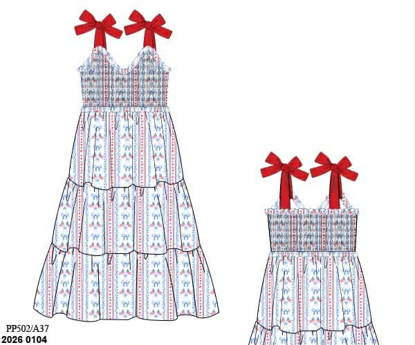 RTS: God Bless America- Mom/Mini Woven Midi Dress