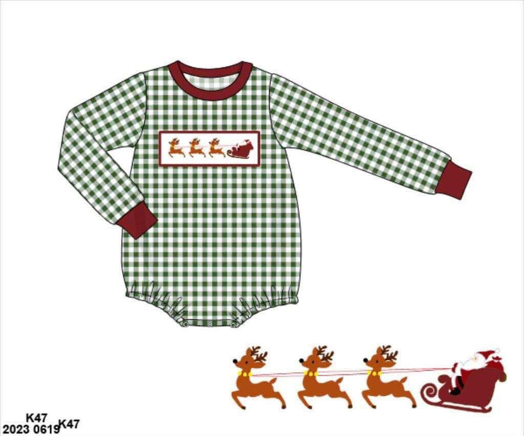 RTS: Smocked Sleigh- Boys Knit Bubble