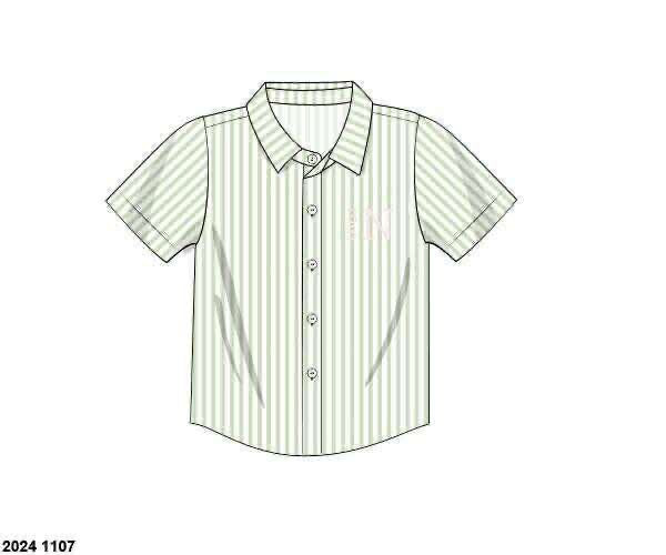 Pre Order 133: Russell Roses & Stripes- Boys/Dad Woven Button Up Shirt