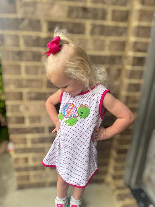 RTS: Tides & Turtles- Girls Knit Appliqué Dress