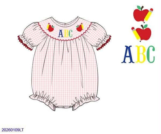 Pre Order 139: ABC, 123- Girls Woven Bishop Bubble