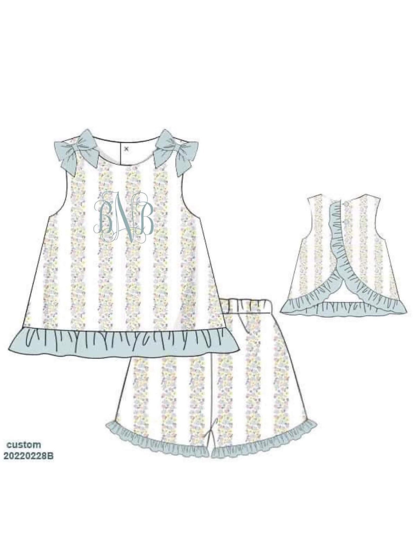 Special Pricing Presale: Alden Floral- Girls Knit Short Set