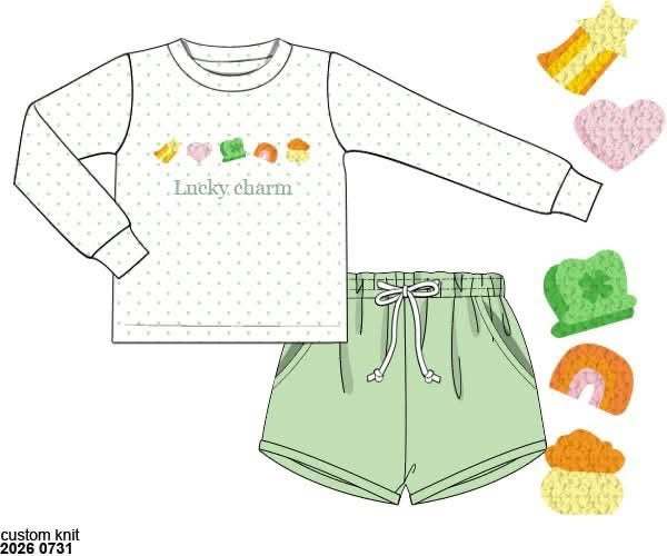 Special Pricing Presale: French Knot Lucky Charms- Boys Knit Shortie Set